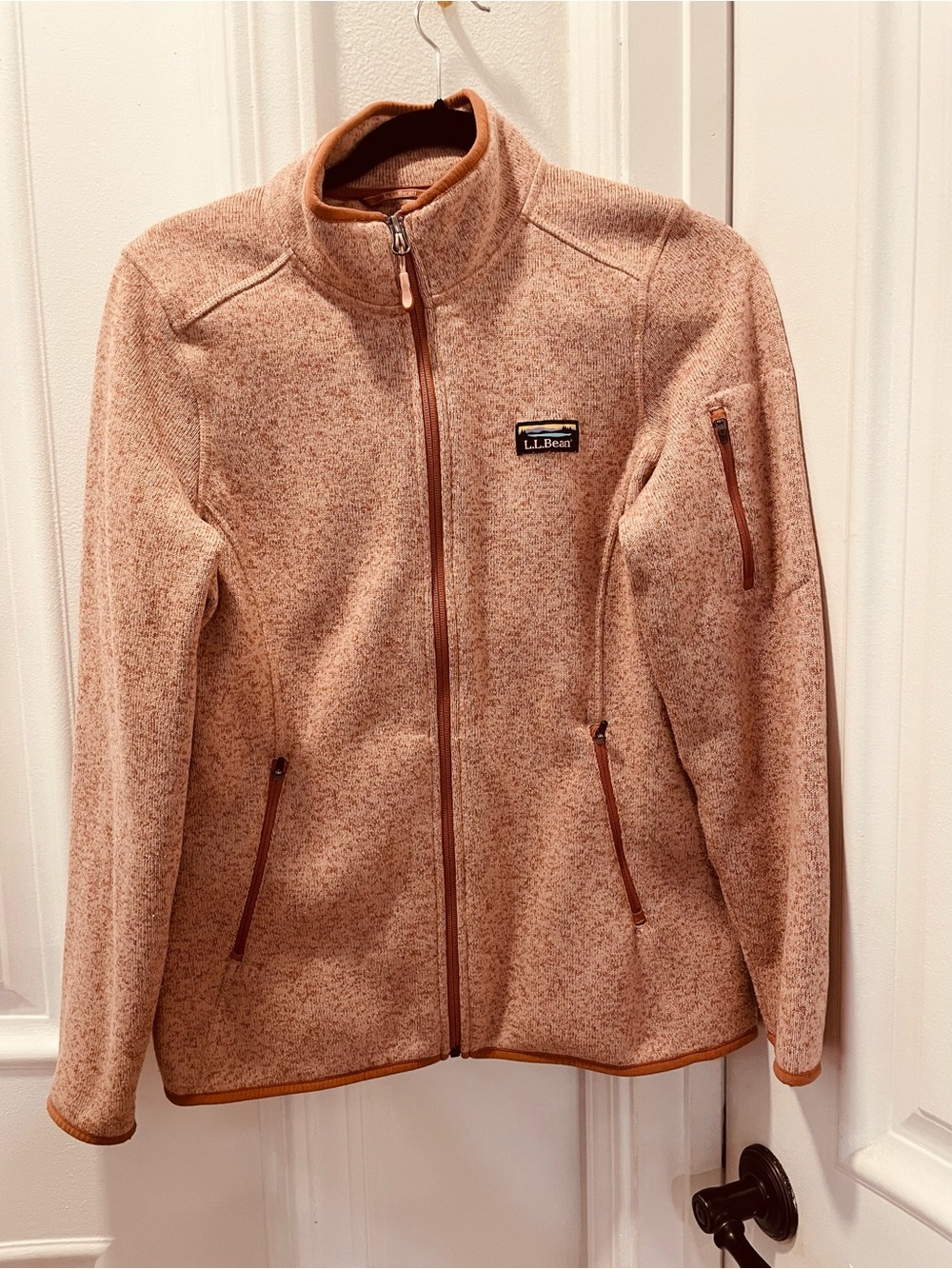 L.L. Bean Women’s Heathered cream/ lightorange Full-Zip Utility Jacket